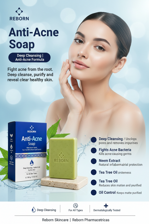 Anti Acne Soap with Neem & Tea Tree for Clear Skin | Reborn