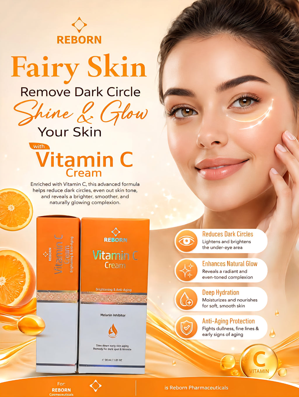 Vitamin C Cream for Glowing Skin & Dark Spots | Reborn